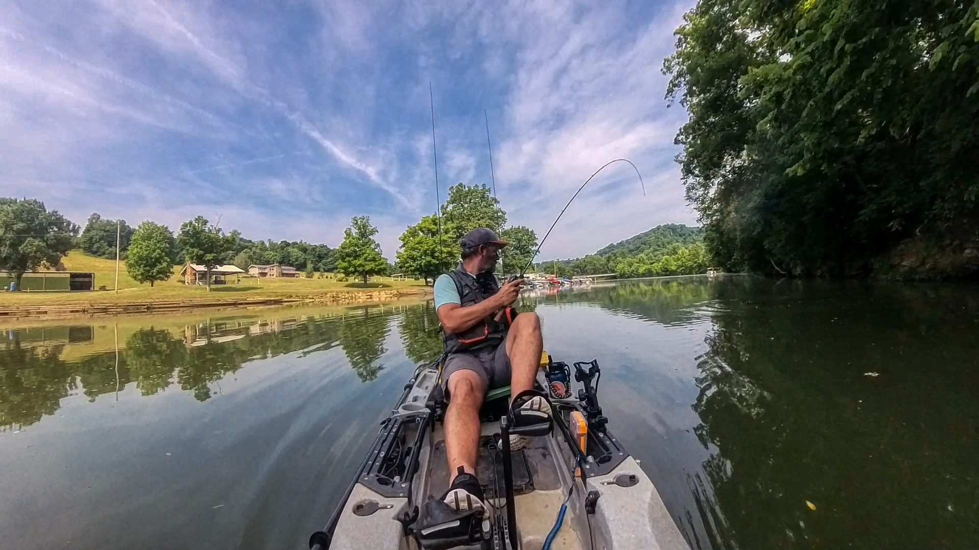 Kistler Hunt BFS Rod bend while Kayak Fishing